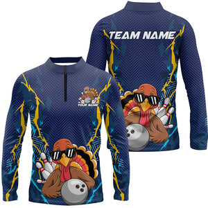 Custom Funny Turkey Bowling Team Shirts For Men, Thanksgiving Bowling Uniform Bowler Outfit IPHW7872