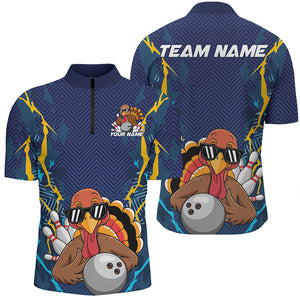 Custom Funny Turkey Bowling Team Shirts For Men, Thanksgiving Bowling Uniform Bowler Outfit IPHW7872