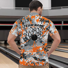 Load image into Gallery viewer, Custom Orange Splatter Bowling Team Quarter-Zip Shirts For Men, Bowling Tournament Shirts IPHW8310