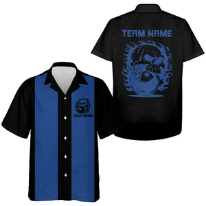 Custom Flame Skull Hawaiian Bowling Shirts, Bowling Vintage Shirts For Men And Women IPHW6768