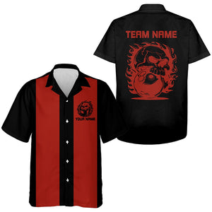 Custom Flame Skull Hawaiian Bowling Shirts, Bowling Vintage Shirts For Men And Women IPHW6768