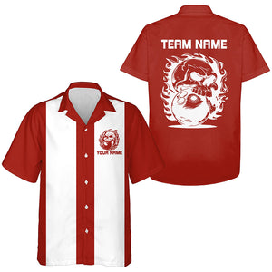 Custom Flame Skull Hawaiian Bowling Shirts, Bowling Vintage Shirts For Men And Women IPHW6768