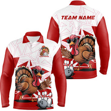 Load image into Gallery viewer, White And Red Custom Funny Turkey Bowling Shirts For Men, Thanksgiving Bowling Team Jerseys IPHW7874