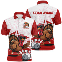 Load image into Gallery viewer, White And Red Custom Funny Turkey Bowling Shirts For Men, Thanksgiving Bowling Team Jerseys IPHW7874