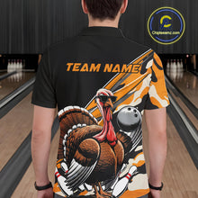 Load image into Gallery viewer, Black And Yellow Camo Custom Funny Turkey Bowling Shirts For Men, Thanksgiving Bowling Tournament IPHW7881