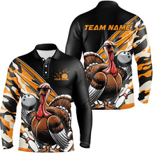 Load image into Gallery viewer, Black And Yellow Camo Custom Funny Turkey Bowling Shirts For Men, Thanksgiving Bowling Tournament IPHW7881