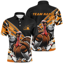 Load image into Gallery viewer, Black And Yellow Camo Custom Funny Turkey Bowling Shirts For Men, Thanksgiving Bowling Tournament IPHW7881