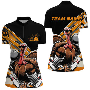 Black And Yellow Camo Custom Funny Turkey Ladies Bowling Shirts, Thanksgiving Bowling IPHW7881