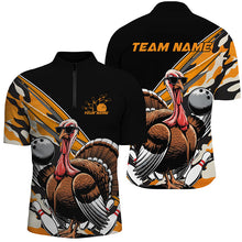 Load image into Gallery viewer, Black And Yellow Camo Custom Funny Turkey Bowling Shirts For Men, Thanksgiving Bowling Tournament IPHW7881