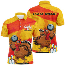 Load image into Gallery viewer, Orange And Yellow Custom Funny Turkey Bowling Shirts For Men, Thanksgiving Bowling Team Outfits IPHW7883