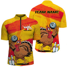 Load image into Gallery viewer, Orange And Yellow Custom Funny Turkey Bowling Shirts For Men, Thanksgiving Bowling Team Outfits IPHW7883