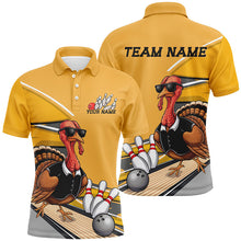 Load image into Gallery viewer, Custom Yellow Funny Turkey Bowling Team Shirts For Men, Thanksgiving Bowler Outfits IPHW7885