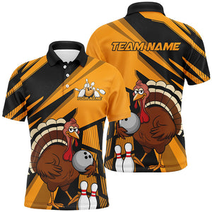 Custom Black And Yellow Turkey Bowling Shirts For Men, Thanksgiving Bowling Team Outfits IPHW7886