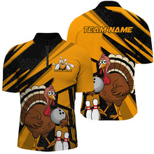 Load image into Gallery viewer, Custom Black And Yellow Turkey Bowling Shirts For Men, Thanksgiving Bowling Team Outfits IPHW7886