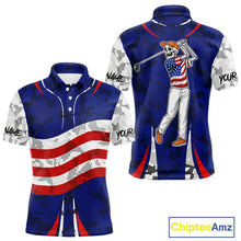 Load image into Gallery viewer, USA flag camo golf outfits funny skull golf polo shirts for Men custom patriotic golf shirts for men NQS11400