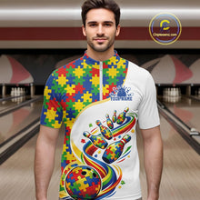 Load image into Gallery viewer, Custom Colorful Puzzles Autism Awareness Bowling Men Quarter-Zip Shirt, Autism Acceptance Shirt IPHW11198