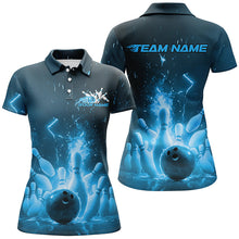 Load image into Gallery viewer, Custom Blue Flame Ladies Bowling Shirts, Bowling Team League Shirt Bowler Uniform Outfits IPHW7889