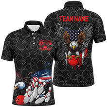 Load image into Gallery viewer, American Flag Eagle Custom Patriotic Us Flag Bowling Shirts For Men, Black Bowling Team Uniform IPHW7891