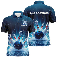 Load image into Gallery viewer, Custom Blue Icy Bowling Shirts For Men, Icy Crystaline Bowling Team Shirt Bowler Outfits IPHW7893