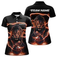 Load image into Gallery viewer, Custom Black And Orange Thunder Lightning Lion Bowling Polo Shirts For Women, Team Uniform IPHW8803