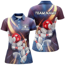 Load image into Gallery viewer, Blue Purple And Gold Galaxy Theme Custom Bowling Shirts For Women, Bowling Team Uniform IPHW7666