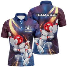 Load image into Gallery viewer, Blue Purple And Gold Galaxy Theme Custom Bowling Shirts For Men, Bowling Team Uniform IPHW7666