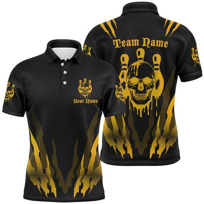 Custom Bowling Shirts For Men And Women, Multi-Color Bowling Pin Skull Team Shirts Tournament Jerseys IPHW6585