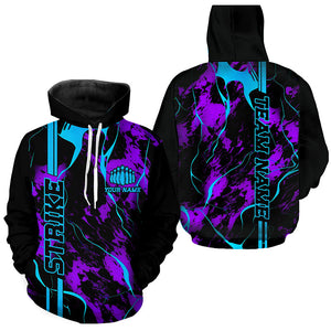 Custom Blue And Purple Camo Strike Bowling Shirts For Men And Women, Bowling Team Uniform With Name IPHW5386