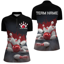 Load image into Gallery viewer, Custom Black And Red Bowling League Shirts, Bowling Team Jerseys Bowling Shirts For Women IPHW7675