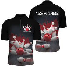 Load image into Gallery viewer, Custom Black And Red Bowling League Shirts, Bowling Team Jerseys Bowling Shirts For Men IPHW7675