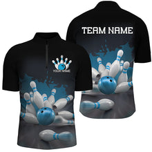 Load image into Gallery viewer, Custom Black And Blue Bowling League Shirts, Bowling Team Jerseys Bowling Shirts For Men IPHW7676