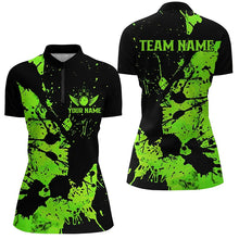 Load image into Gallery viewer, Black And Green Splash Custom Bowling Team Shirts For Women And Women, Bowlers Outfits IPHW7372