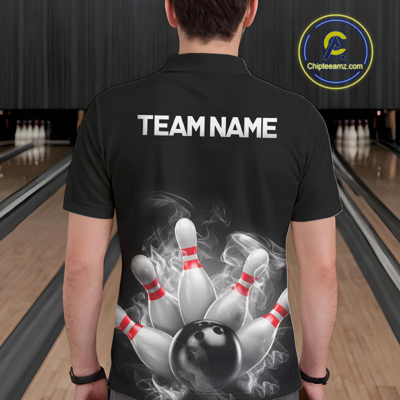 Custom Smoke Bowling Shirts For Men, Bowling Uniform Team Bowling Jerseys IPHW7373