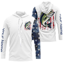 Load image into Gallery viewer, American Flag Largemouth Bass Custom Long Sleeve Fishing Shirts, Us Patriotic Bass Fishing Shirt IPHW7900