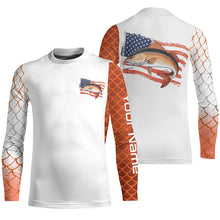 Load image into Gallery viewer, Red Drum Fishing Custom Long Sleeve Fishing Shirts, Patriotic Redfish Performance Fishing Shirt IPHW7901