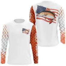 Load image into Gallery viewer, Red Drum Fishing Custom Long Sleeve Fishing Shirts, Patriotic Redfish Performance Fishing Shirt IPHW7901