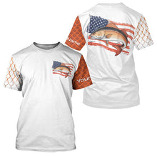 Load image into Gallery viewer, Red Drum Fishing Custom Long Sleeve Fishing Shirts, Patriotic Redfish Performance Fishing Shirt IPHW7901