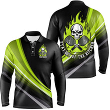 Load image into Gallery viewer, Custom Skull Men'S Pickleball Polo Shirts, "Stay Out Of The Kitchen" Pickleball Attire | Green IPHW6906
