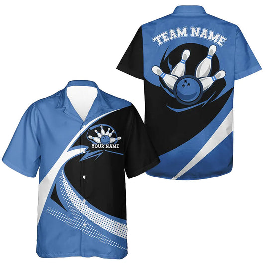 Custom Bowling Uniforms Blue Bowling Shirts For Men And Women, Classic Retro Bowling Team Shirt IPHW7396