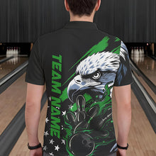 Load image into Gallery viewer, Black And Green American Flag Eagle Custom Patriotic Flame Bowling Team Men Polo Shirts IPHW8851