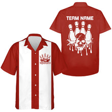 Load image into Gallery viewer, Custom Hawaiian Vintage Bowling Shirts For Men And Women, Skull Tattoo Retro Bowling Shirt For Bowling Team IPHW6595