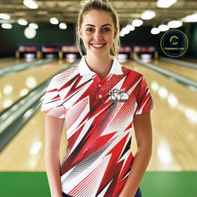 Load image into Gallery viewer, Custom Red Bowling Team Women Polo Shirts, Bowling League Shirt Bowler Jerseys IPHW11423