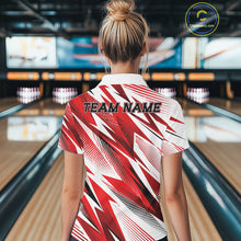 Load image into Gallery viewer, Custom Red Bowling Team Women Polo Shirts, Bowling League Shirt Bowler Jerseys IPHW11423