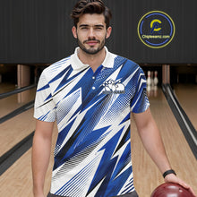 Load image into Gallery viewer, Custom Blue Bowling Team Men Polo Shirts, Bowling League Shirt Bowler Jerseys IPHW11424