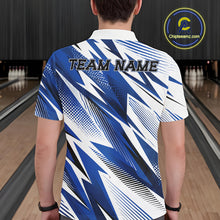 Load image into Gallery viewer, Custom Blue Bowling Team Men Polo Shirts, Bowling League Shirt Bowler Jerseys IPHW11424