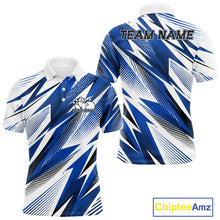 Load image into Gallery viewer, Custom Blue Bowling Team Men Polo Shirts, Bowling League Shirt Bowler Jerseys IPHW11424