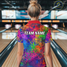 Load image into Gallery viewer, Custom Colorful Bowling Quarter Zip Shirts For Women, Pride Colors Ladies Bowling Shirts IPHW6788