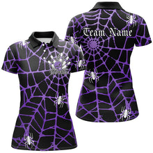 Load image into Gallery viewer, Black And Purple Spider Net Custom Halloween Ladies Bowling Shirts, Halloween Bowler Outfit IPHW7409