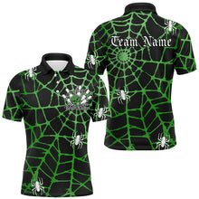 Load image into Gallery viewer, Black And Green Spider Net Custom Halloween Bowling Shirts For Men, Halloween Bowlers Outfits IPHW7410