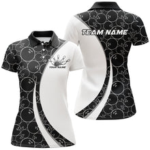 Load image into Gallery viewer, Black And White Custom Retro Bowling Shirts For Women, Classic Vintage Bowling Team Shirt IPHW7411